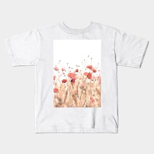 Watercolor poppies field Kids T-Shirt